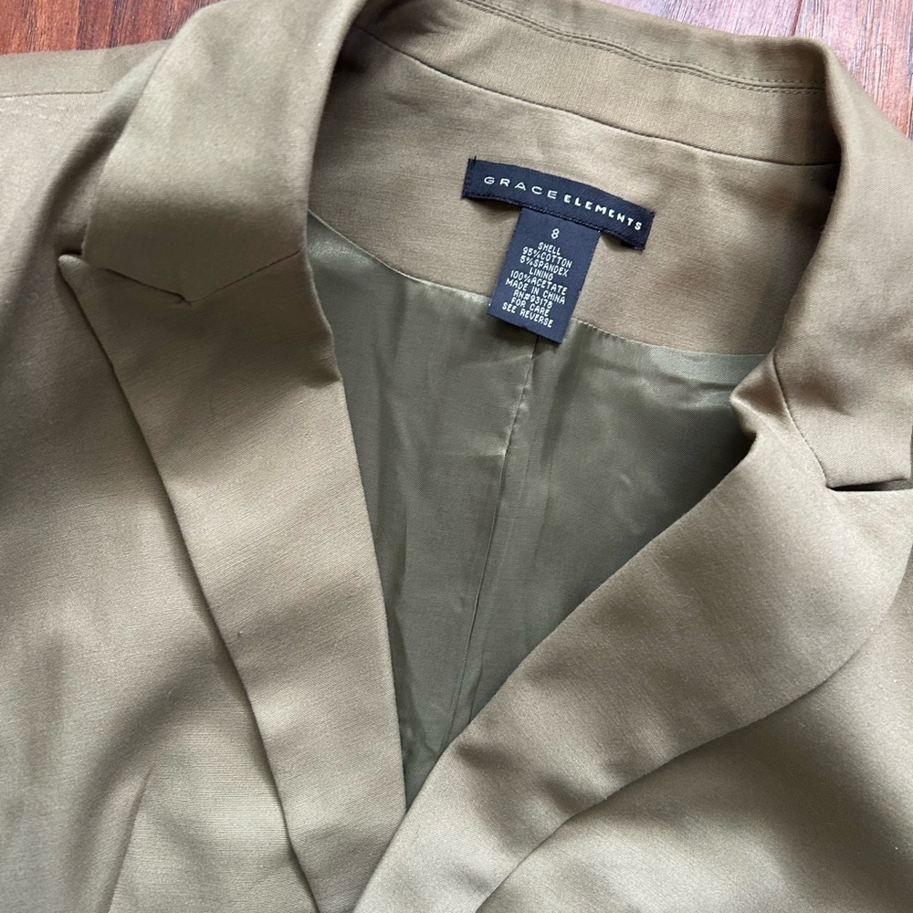 Grace Elements Green Blazer Double-Breasted Suit Jacket Women’s Size 8 - Picture 3 of 5